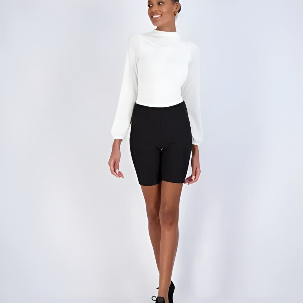 NWT Maze Black High Waist Bermuda Stretch Bike Cycling Gym w Pockets Shorts L